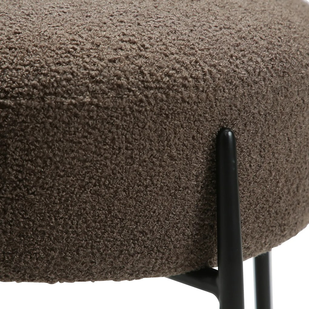 Dan-Form Orbit Eetkamerstoel Met Hoge Rugleuning Rond Boucle Bruin