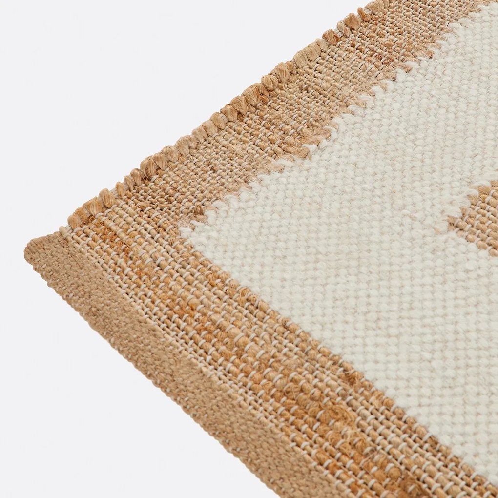 Vloerkleed in jute en wol met rand, Arian