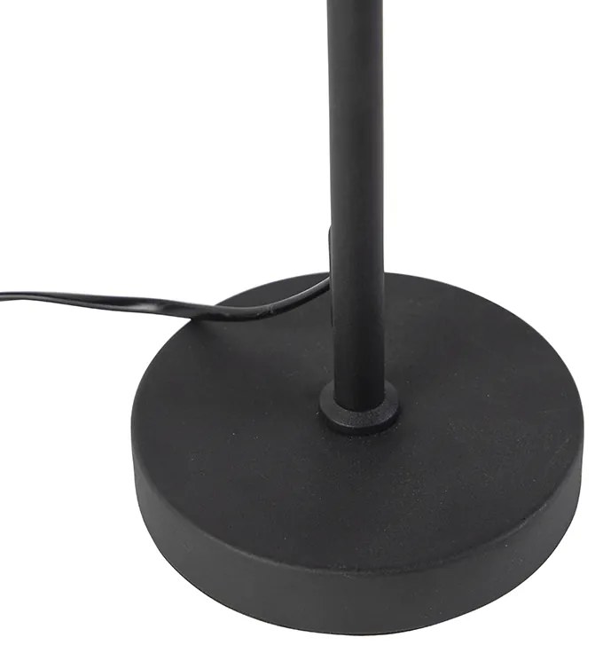 Tafellamp zwart met velours lampenkap blad dessin met gouden binnenkant - Parte