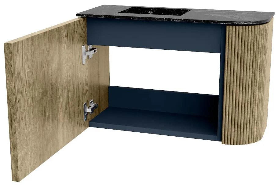 Mondiaz Joya DLux 60cm toiletmeubel ronding rechts dusk met wastafel faye links zonder kraangat lava