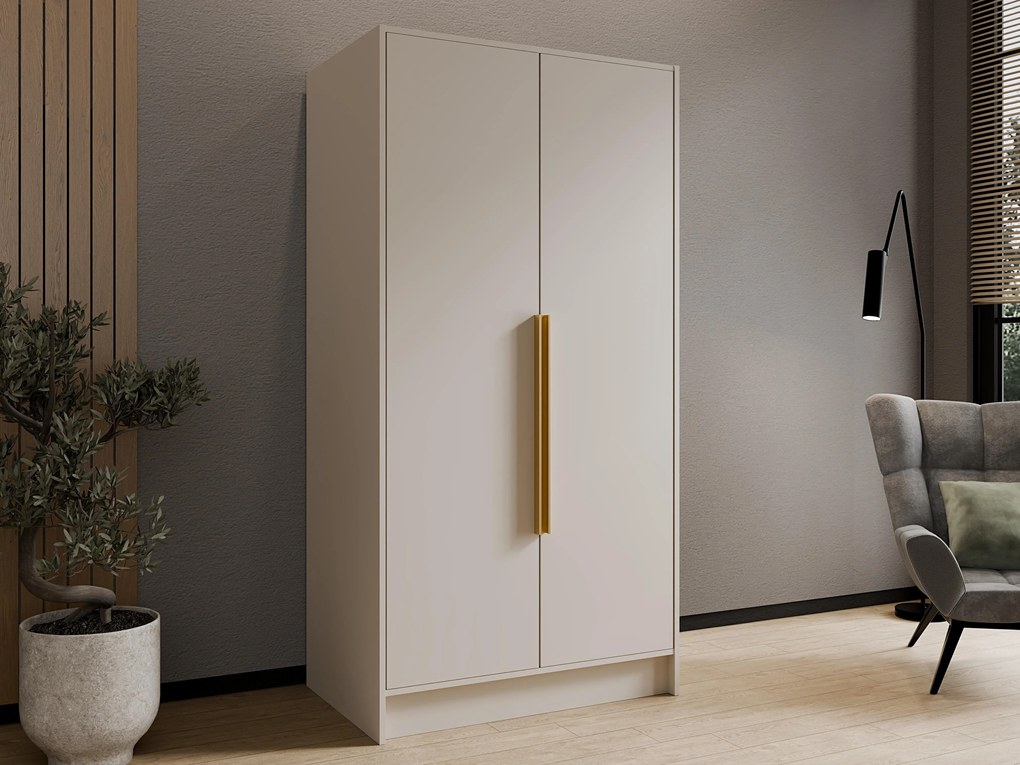 Kledingkast Arecibo 111, Gouden, Kasjmier, 200x102x51cm, 101 kg, Kledingkast deuren: Met scharnieren, Aantal planken: 4, Aantal planken: 4