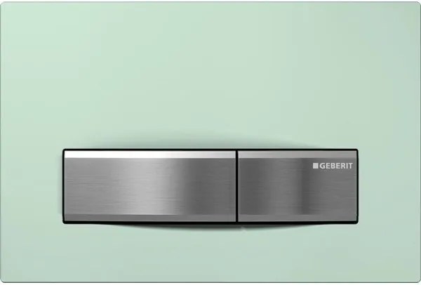 Geberit Sigma50 bedieningplaat met frontbediening voor toilet 24.6x16.4cm groen satijnglas 115.788.SE.5