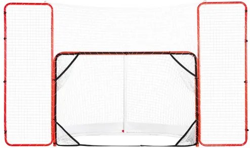VEVOR Hockeydoel Streethockeynet met achterstop en doelen, Streethockeydoel Hockeynet, 310 x 183 cm Pro Hockey Trainingsdoelenset, Draagbaar Indoor Outdoor Hockeydoel met net, Wit/Rood, Training