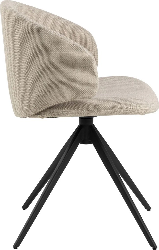 NELA NELA Beige (stof Basel 24)/zwarte poten - MODERNE GESTOFFEERDE DRAAISTOEL VOOR WOONKAMER/EETKAMER/KANTOOR LOFT