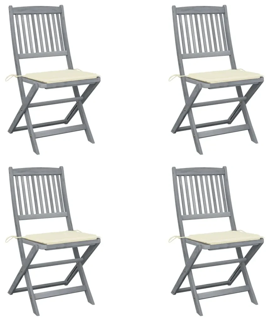 vidaXL Tuinstoelen 4 st inklapbaar met kussens massief acaciahout