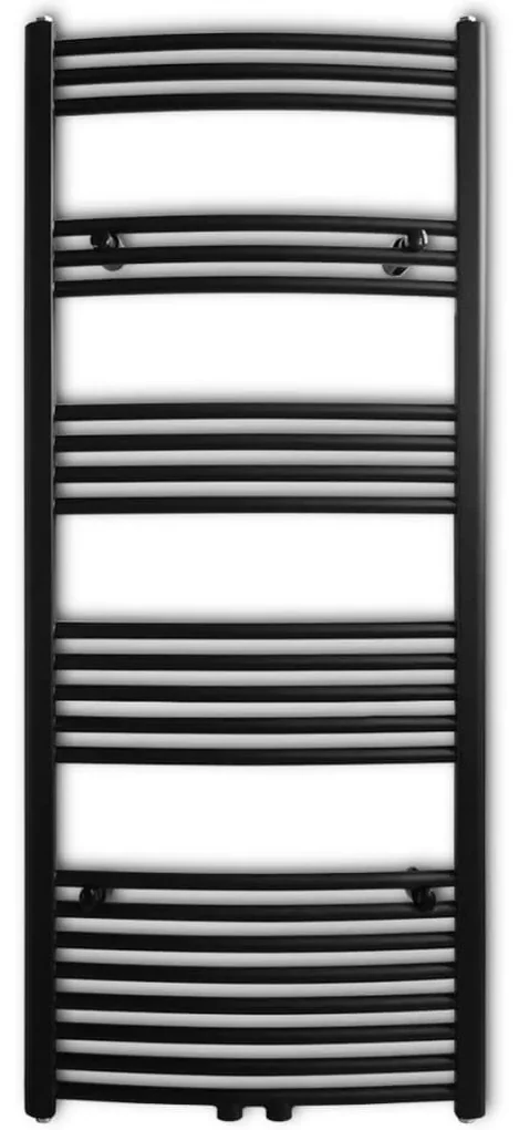 vidaXL Radiator/handdoekenrek gebogen 600x1424 mm zwart | BIANO