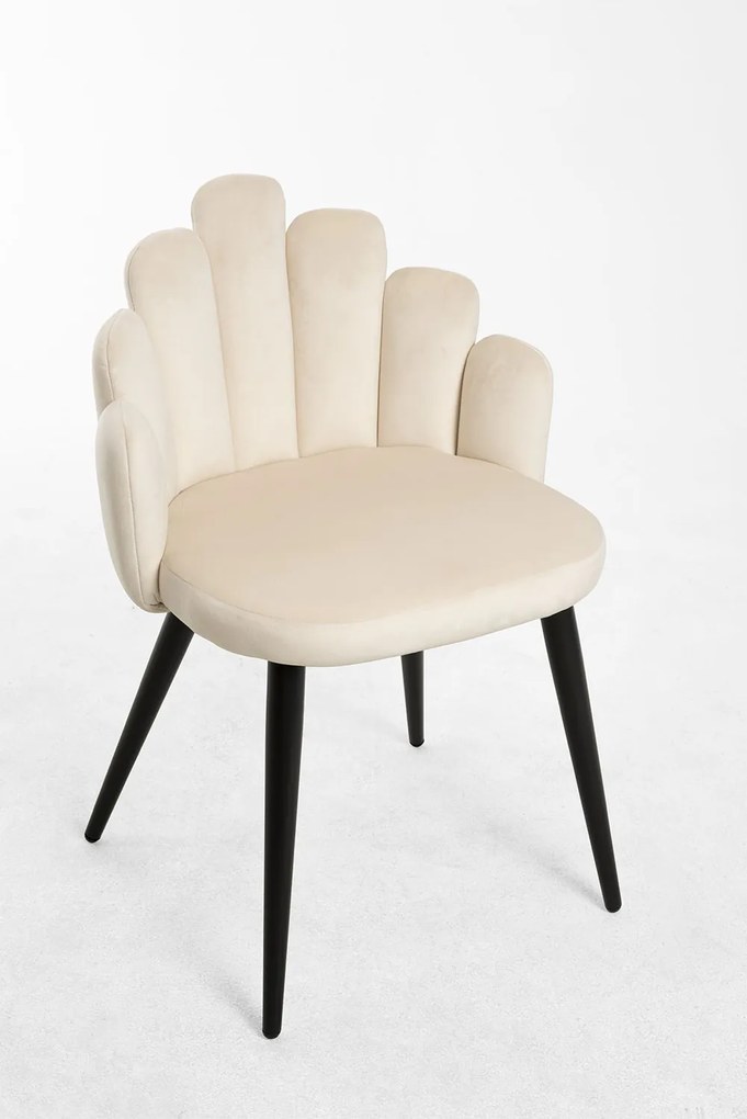 Set 4 Hand Fluwelen Stoelen Zwarte Poten