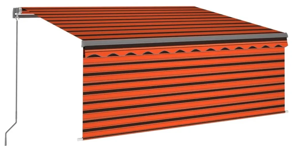 vidaXL Luifel handmatig uittrekbaar gordijn LED 3x2,5 m oranje bruin
