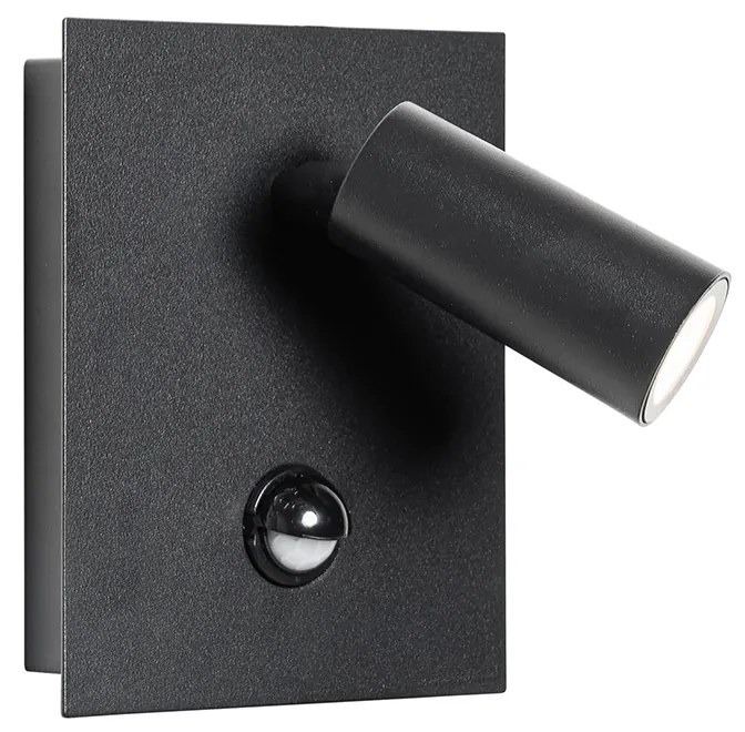 Buiten wandlamp zwart incl. LED IP54 bewegingssensor - Simon