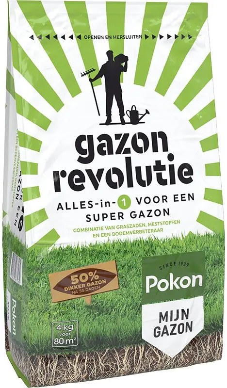 Pokon gazonmeststof 4kg voor 80m² - Gazon Revolutie - 3-in-1