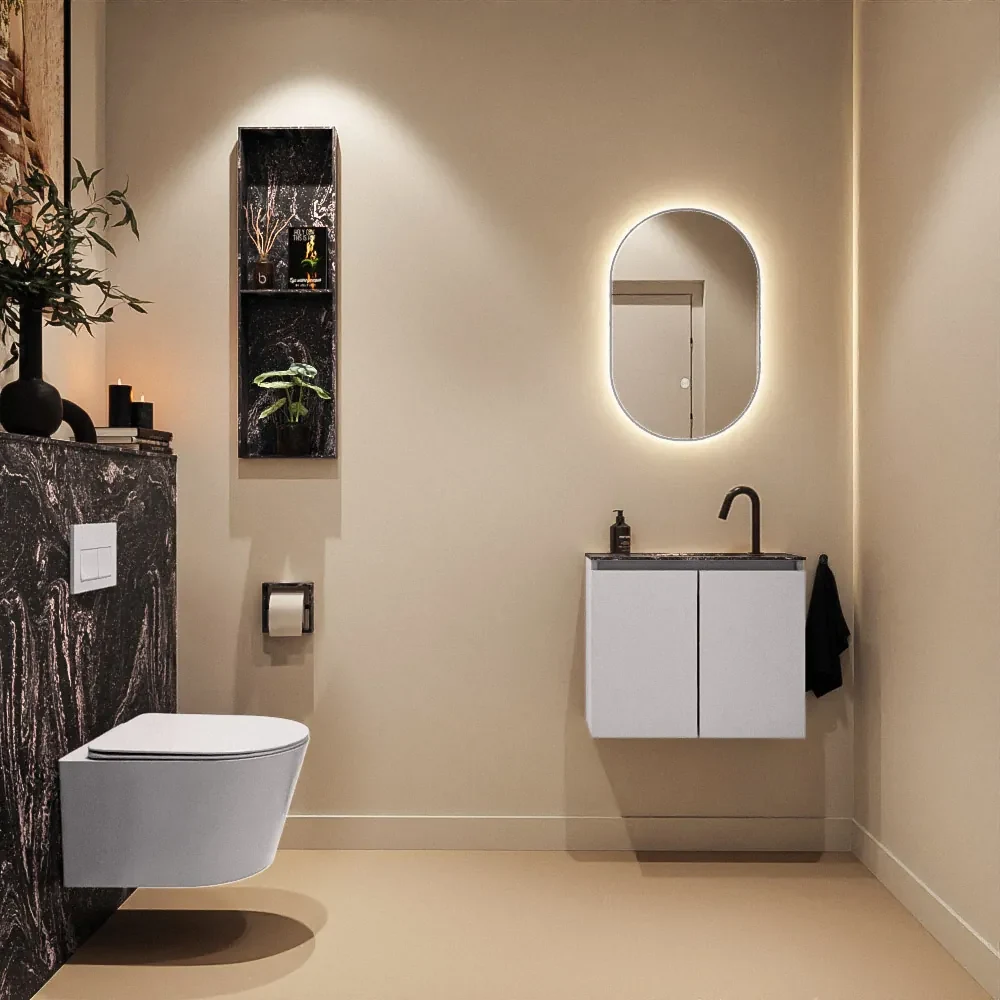 Mondiaz Ture DLux toiletmeubel 60cm cale met wastafel lava midden met kraangat