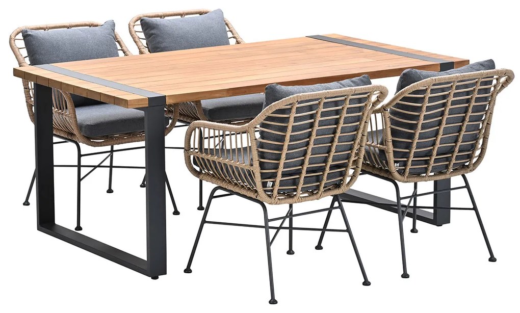 Garden Impressions Lucas tuinset 5-delig bruin - Alto tuintafel 180x100 cm