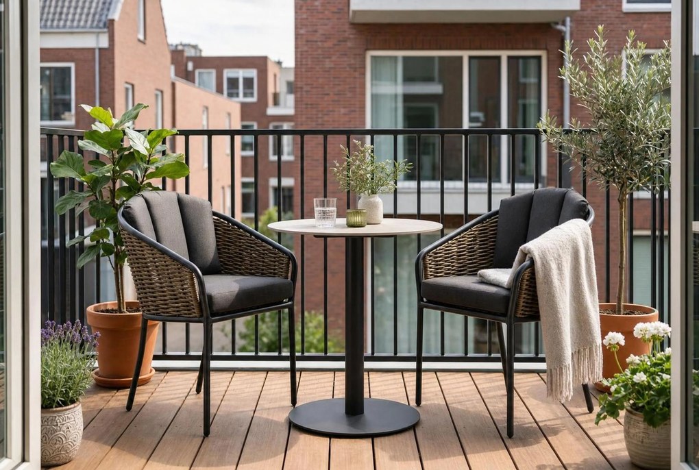 Bistroset 2 personen 70 cm Aluminium/wicker Grijs Santika Furniture Santika Tika