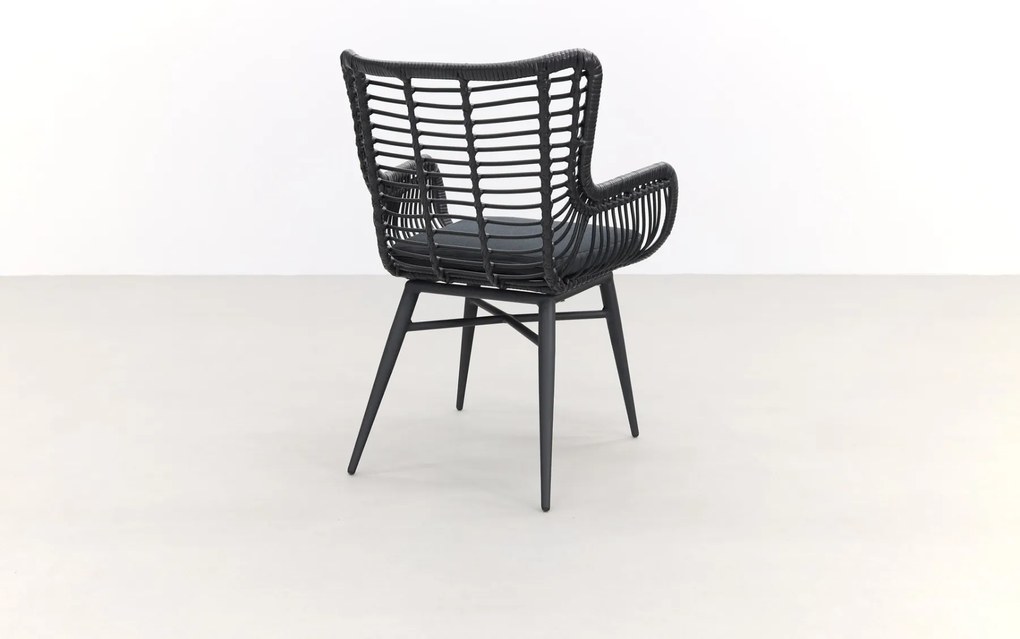 Jasmine Black/Rome 4-persoons dining tuinset 170x100 cm. - Brown teak