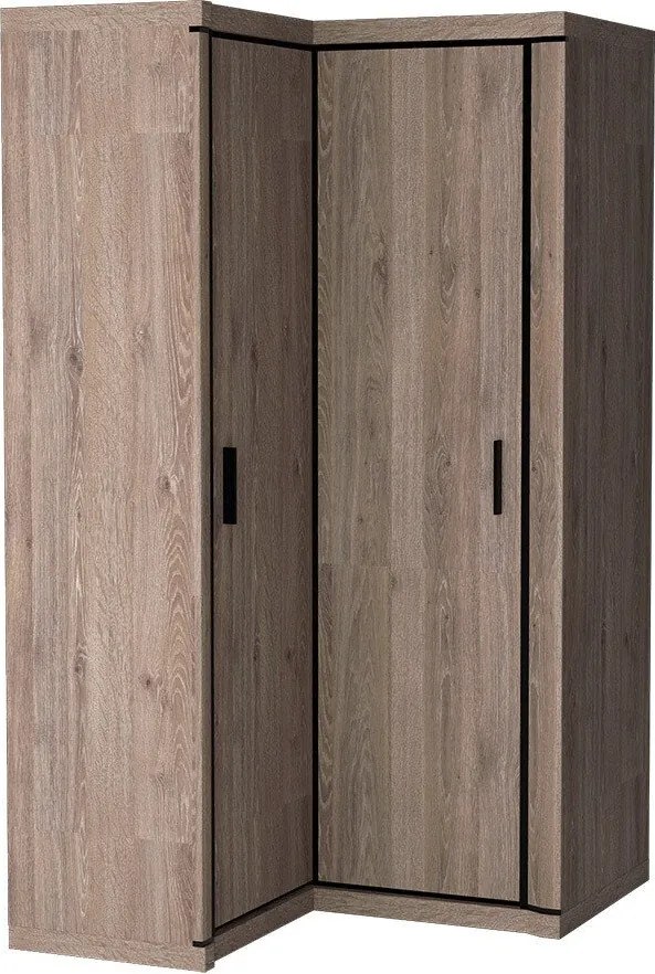 Hoekkledingkast Lorelie 119, Truffel eiken, 192x114x100cm, 110 kg, Kledingkast deuren: Met scharnieren, Aantal planken: 5, Aantal planken: 5