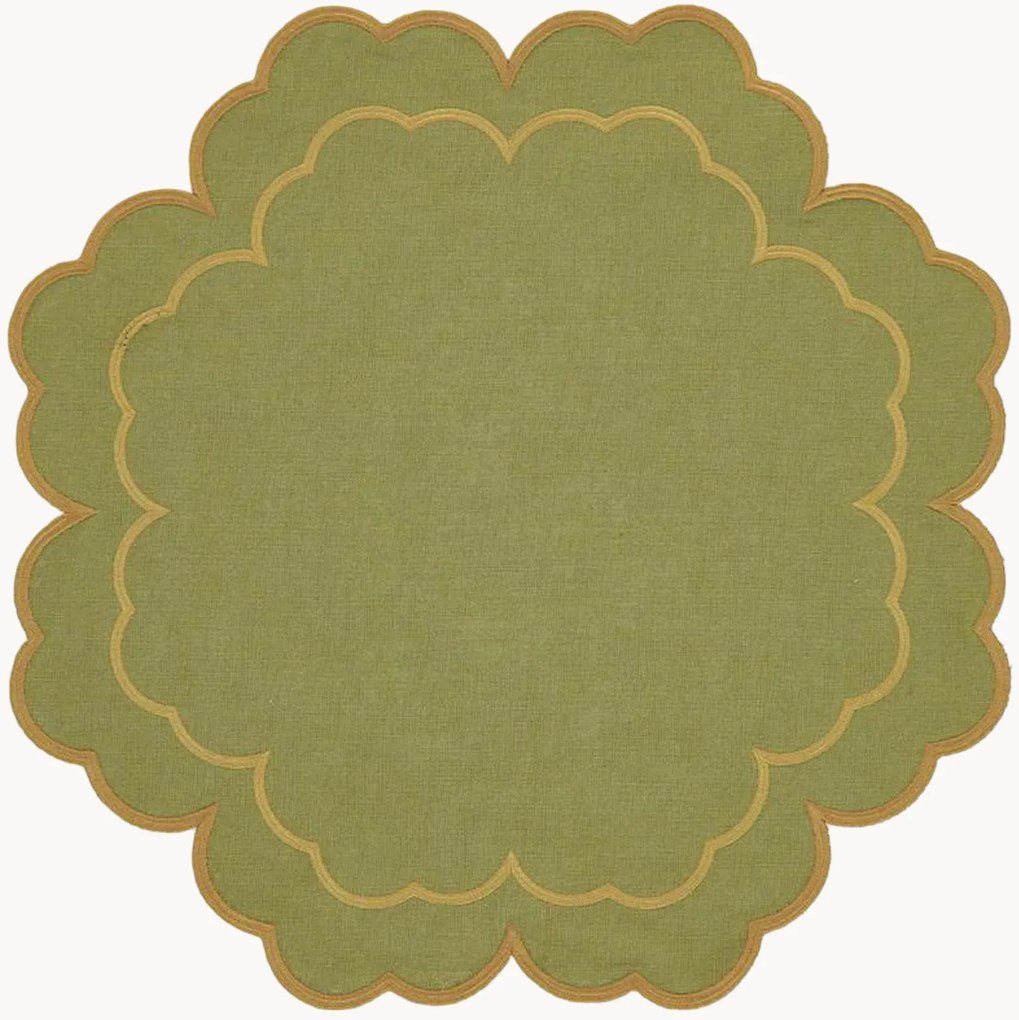 Bloemvormige placemat Íris met randborduurwerk