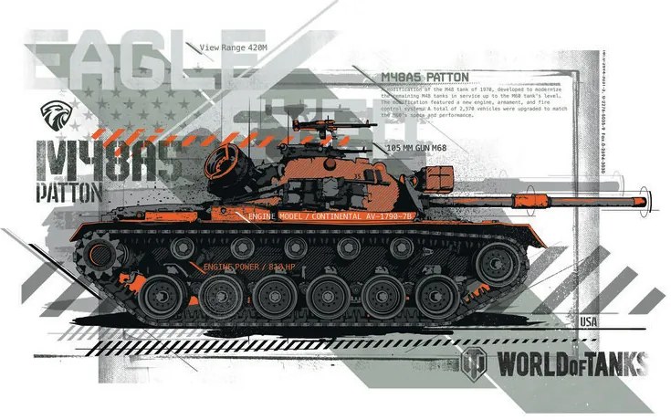 Ilustratie World of Tanks - Patton, WOT