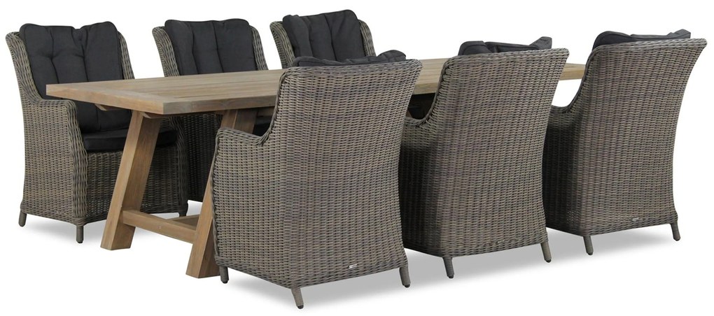 Tuinset 6 personen 260 cm Wicker Taupe Garden Collections Buckingham/Lazio