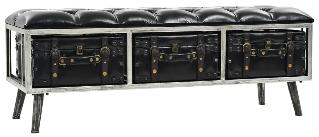 vidaXL Opslagbank 110 cm kunstleer zwart