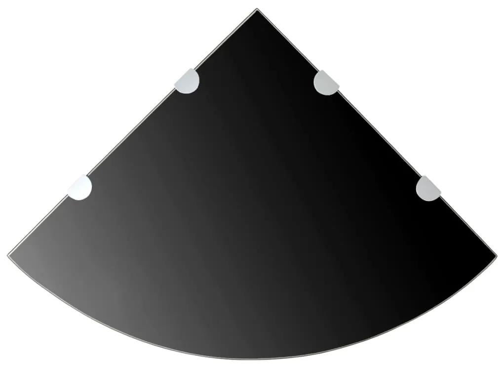 vidaXL Hoekschappen 2 st met chromen dragers 45x45 cm glas zwart