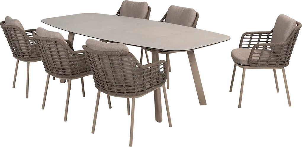 Taste by 4 Seasons Puglia tuinset 7-delig - Manolo tuintafel 240x103 cm - printed ceramic latte