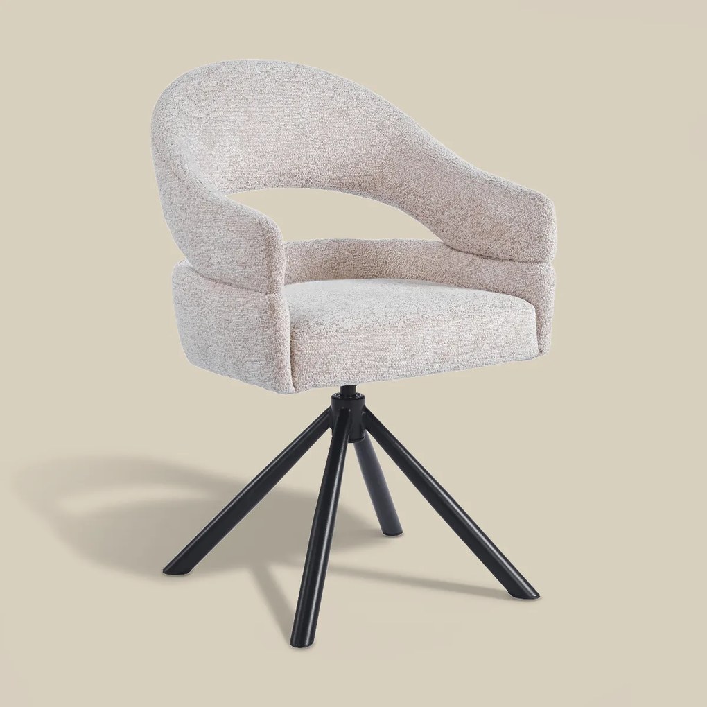 Eetkamerstoel Met Open Rug Beige Zwart