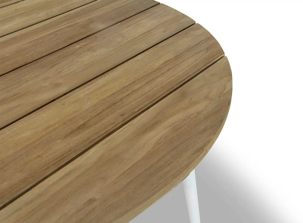 Dining Tuintafel rond 130 cm Aluminium/teak Wit Montana