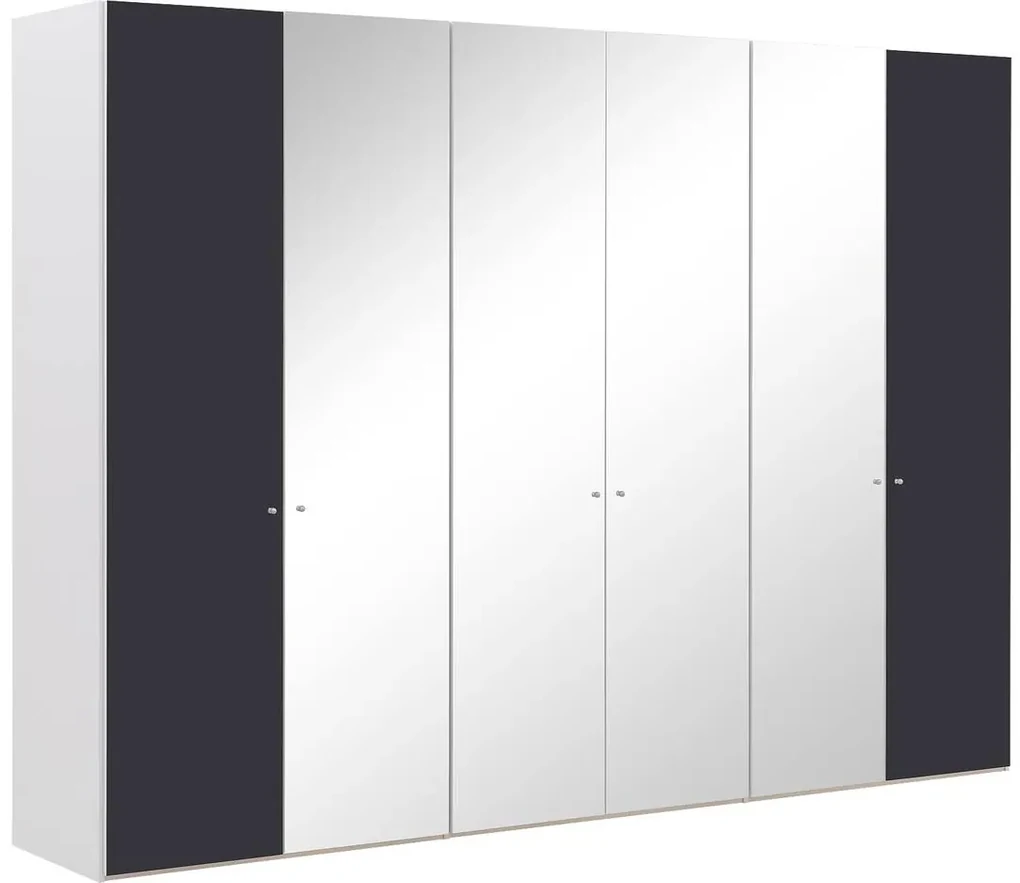 Goossens Kledingkast Easy Storage Ddk, Kledingkast 304 cm breed, 220 cm hoog, 2x draaideur en 4x spiegel draaideur midden