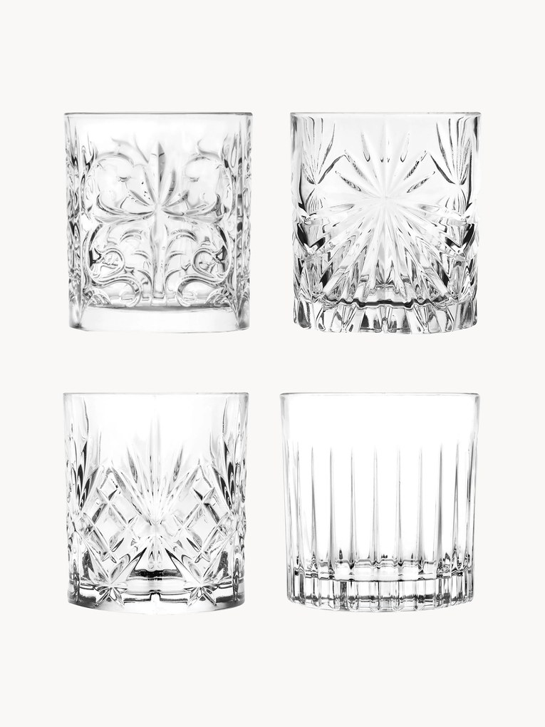 Kristallen glazen Bichiera met reliëf, 4-delig