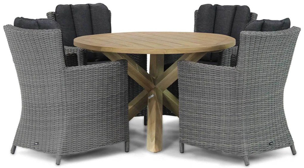 Tuinset Ronde Tuintafel 4 personen 120 cm Wicker Zwart  Garden Collections Venerdi/Sand