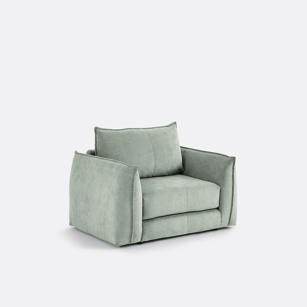 Rechte, uitklapbare fauteuil, 1-zits, van fijn geribd fluweel, TIKI