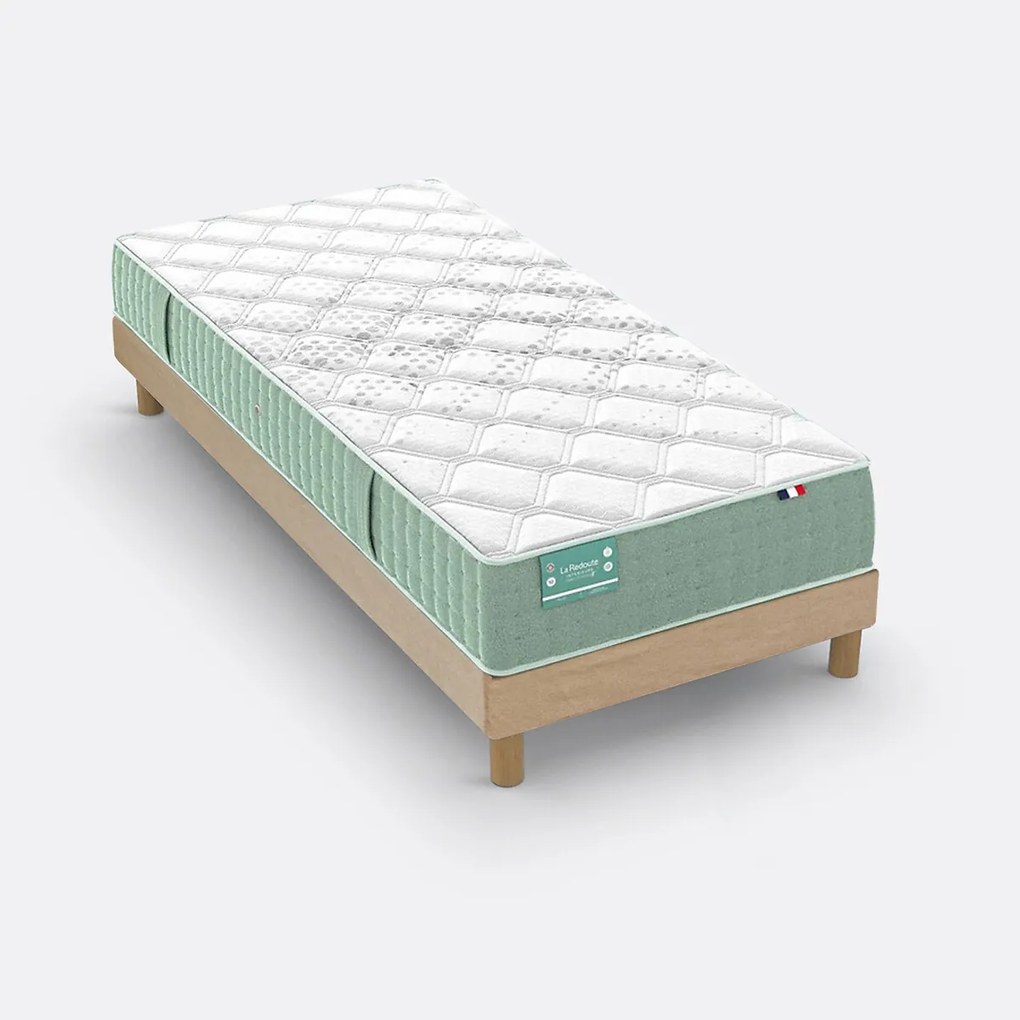 Set met stevige latexmatras voor gevoelige rug met 5 zones + gestoffeerde lattenbodem