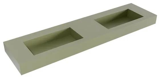 Mondiaz ZINK Army vrijhangende solid surface wastafel 180cm dubbel rand 12cm XM49442Army