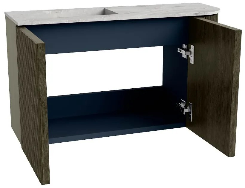 Mondiaz Joya DLux 70cm toiletmeubel ronding rechts shadow met wastafel faye links zonder kraangat glace