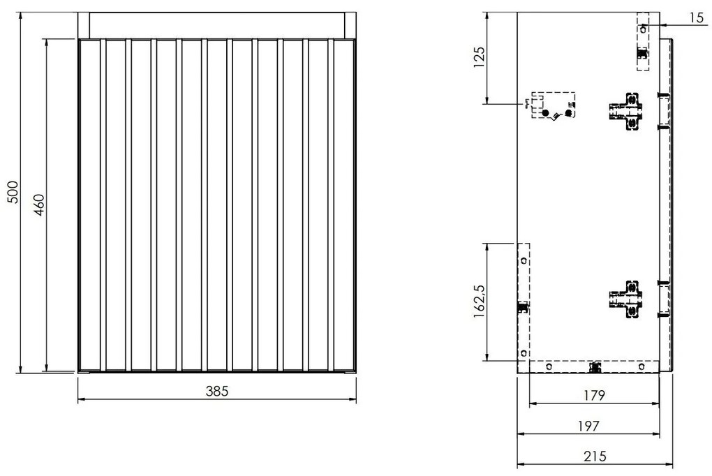 Fontana Alaska toiletmeubel ribbelfront kasteel bruin 40x22cm met solid surface fontein links