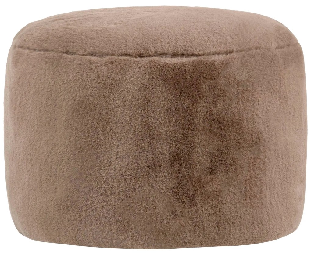 Icon Milano Rabbit Faux Fur Round Footstool Bean Bag, Mocha Brown