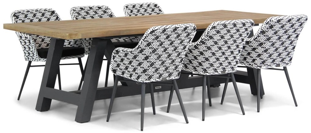 Tuinset 6 personen 260 cm Wicker Zwart Lifestyle Garden Furniture Crossway/Trente