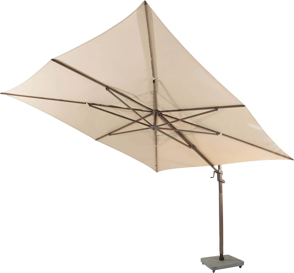 4 Seasons Outdoor Finca parasol met Wengé frame en Beach doek 400 x 300 cm Parasol beige weerbestendig
