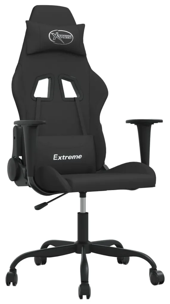 vidaXL Gamestoel draaibaar stof zwart