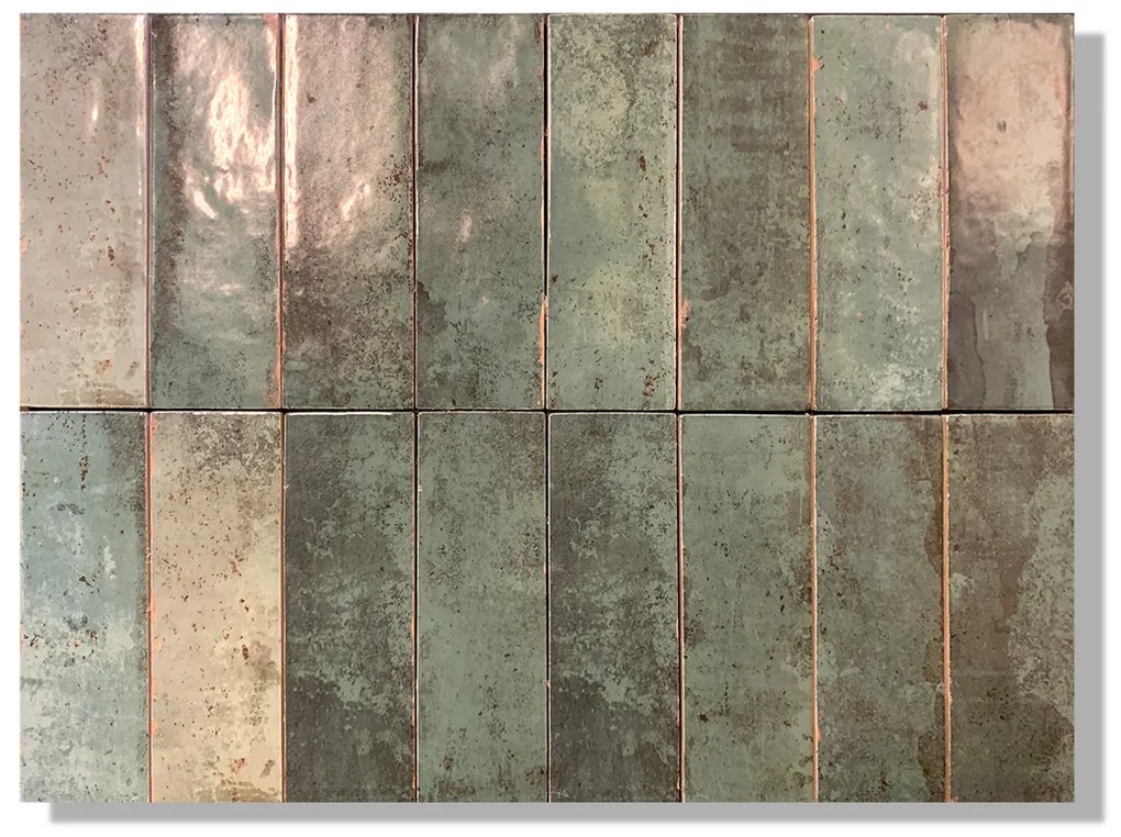 Hoogglans Handvorm Wandtegel 5x16 Cm Celebes Groen A461