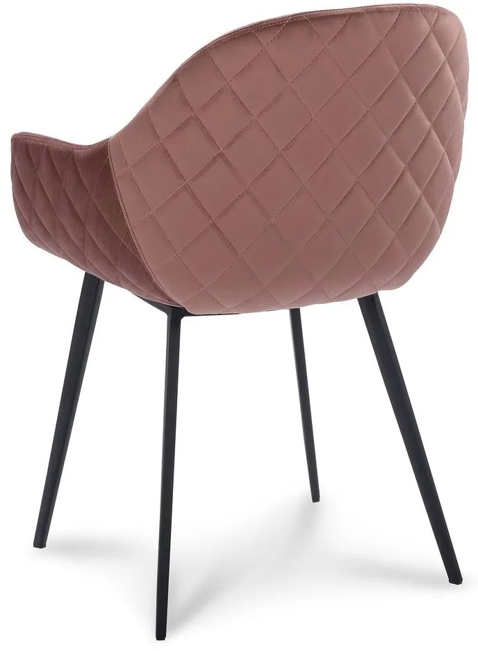 Goossens Basic Eetkamerstoel Vorst roze velvet stof met armleuning, elegant chic