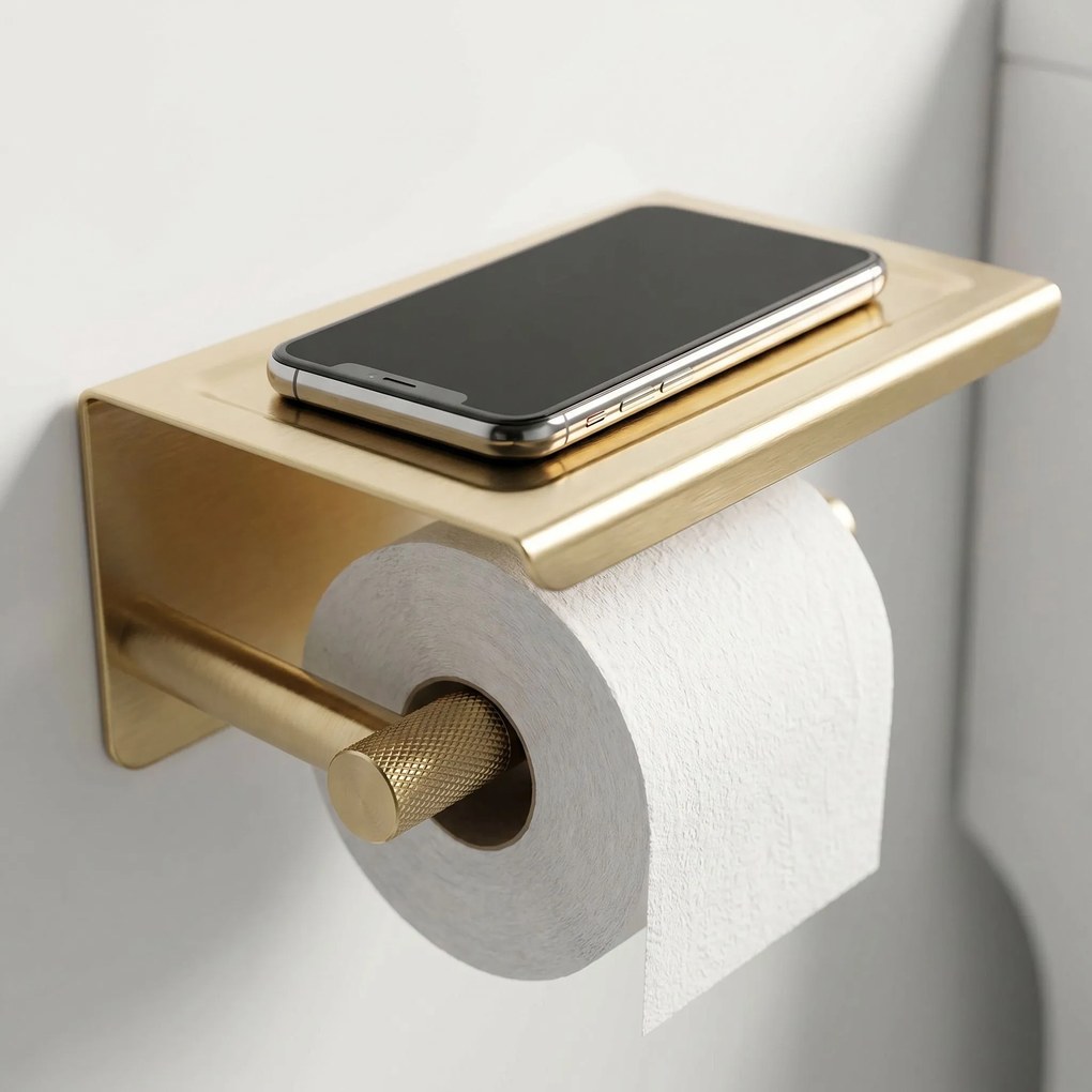 Toiletrolhouder met planchet 6613 Modern Gold Brush