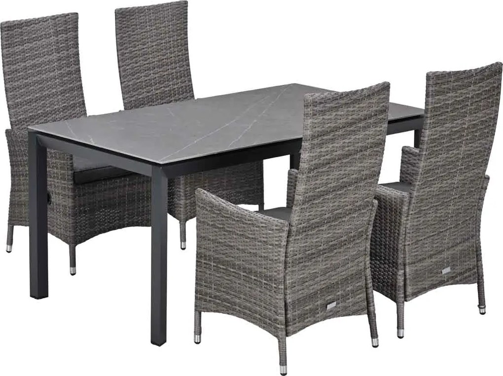 Garden Impressions Nice tuinset 5-delig - Skala tuintafel 160x90 cm