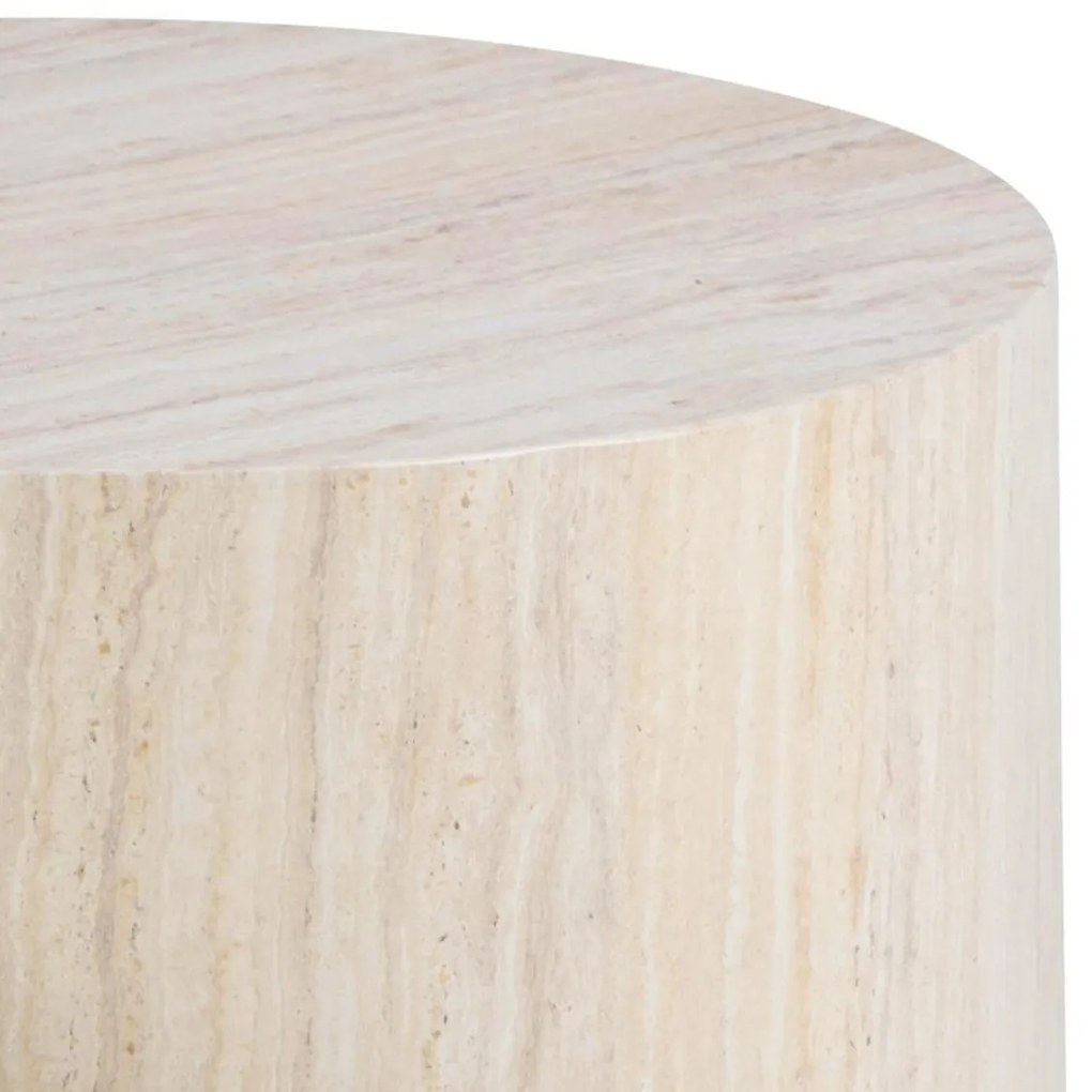 Ronde Salontafelset Beige Travertin Look