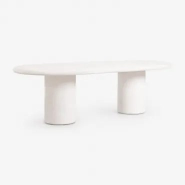 Ovale Eettafel 260x110 Cm In Aurean Cement Wit - Sklum