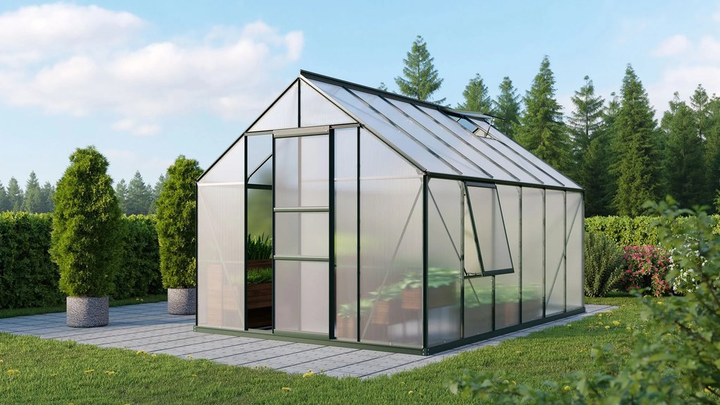 Vitavia Meridian 1 serre - 9,9m² - met 6 mm polycarbonaat - Donkergroen