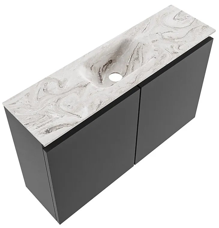 Mondiaz Ture DLux toiletmeubel 80cm dark grey met wastafel glace midden met kraangat