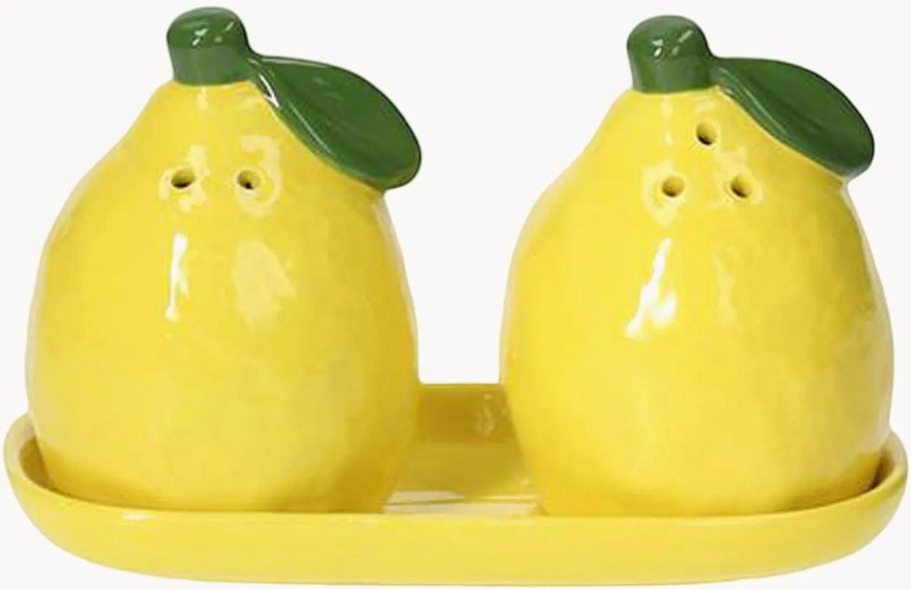 Zout- en peperstrooier Lemon Garden met dienblad, set van 3