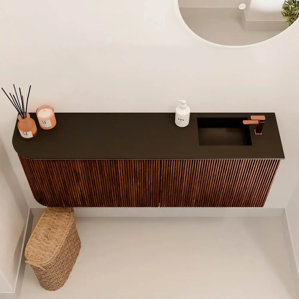 Mondiaz Joya 110cm toiletmeubel ronding links ruby met wastafel faye rechts 1 kraangat urban