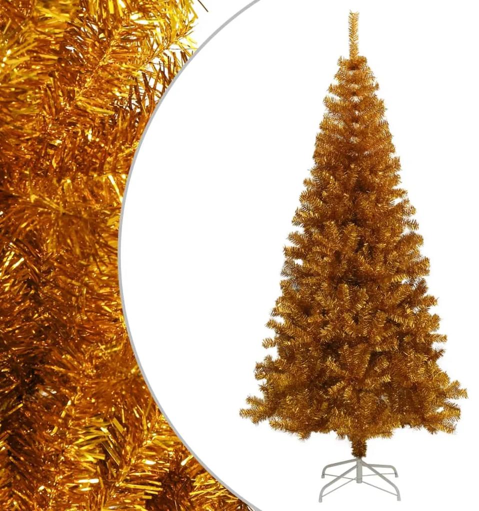 vidaXL Kunstkerstboom met standaard 210 cm PET goudkleurig